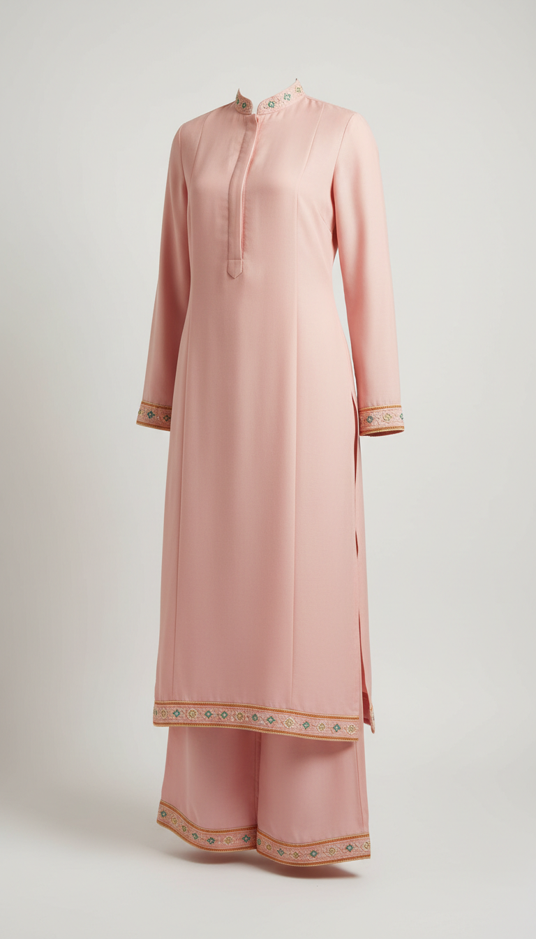 Blush Pink Structured Kurta Set
